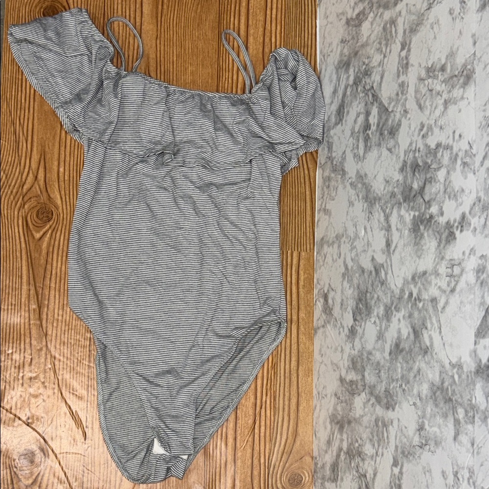 Full Tilt Gray Striped Bodysuit